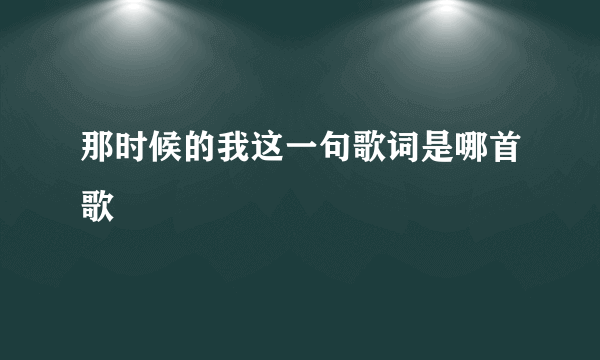 那时候的我这一句歌词是哪首歌