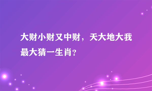 大财小财又中财，天大地大我最大猜一生肖？