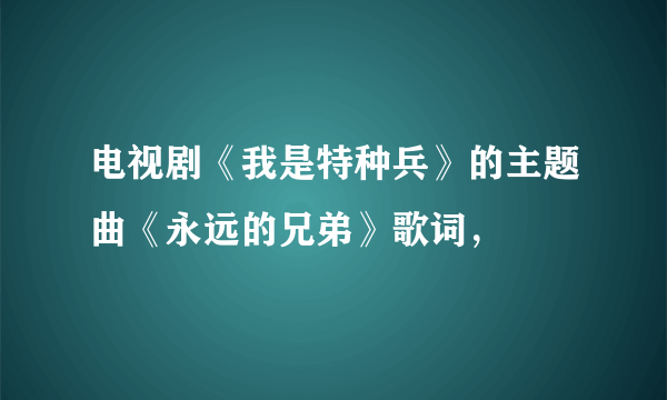 电视剧《我是特种兵》的主题曲《永远的兄弟》歌词，