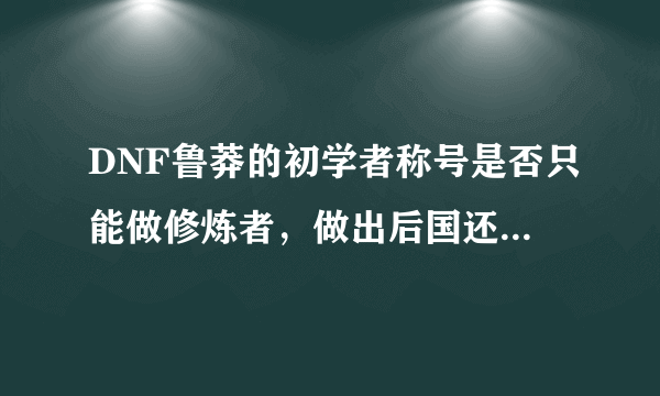 DNF鲁莽的初学者称号是否只能做修炼者，做出后国还可以再升级么