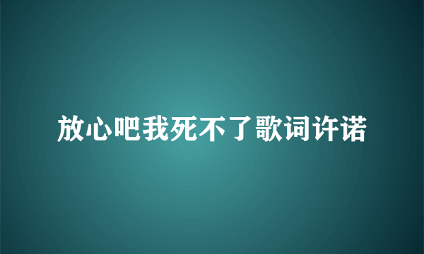 放心吧我死不了歌词许诺