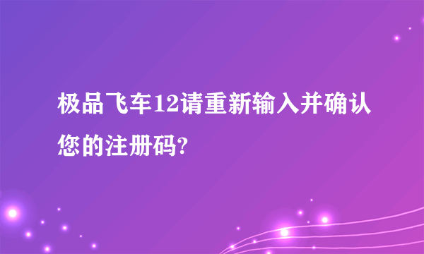 极品飞车12请重新输入并确认您的注册码?