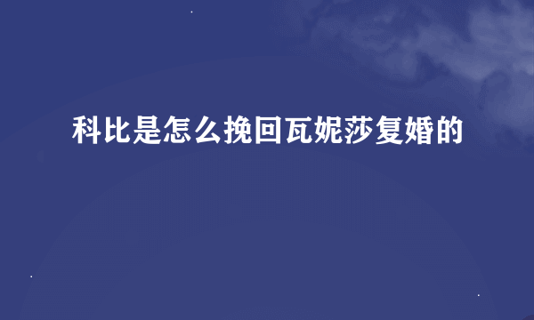 科比是怎么挽回瓦妮莎复婚的