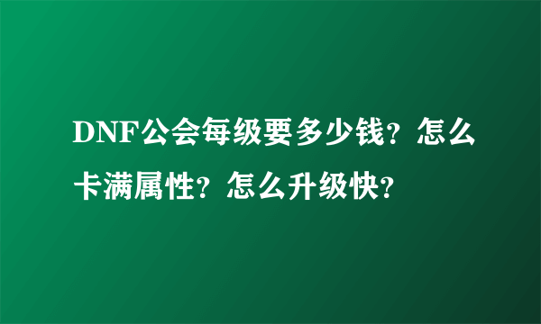 DNF公会每级要多少钱？怎么卡满属性？怎么升级快？