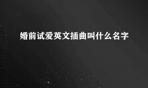 婚前试爱英文插曲叫什么名字