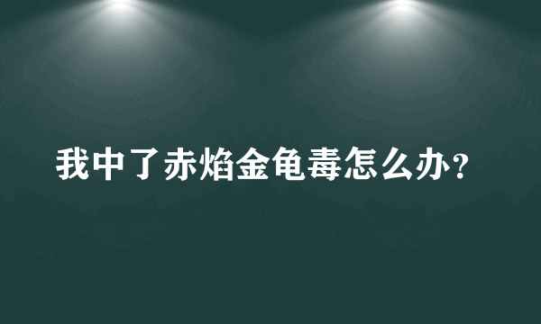 我中了赤焰金龟毒怎么办？