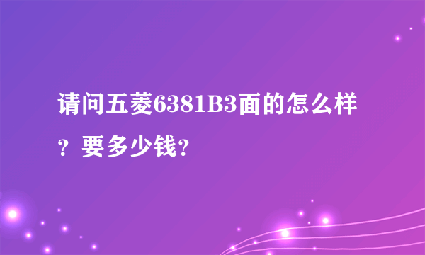 请问五菱6381B3面的怎么样？要多少钱？