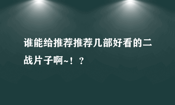 谁能给推荐推荐几部好看的二战片子啊~！？