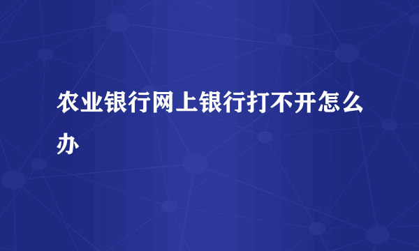 农业银行网上银行打不开怎么办