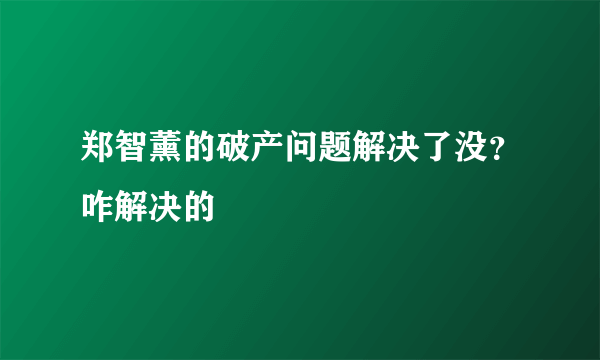 郑智薰的破产问题解决了没？咋解决的