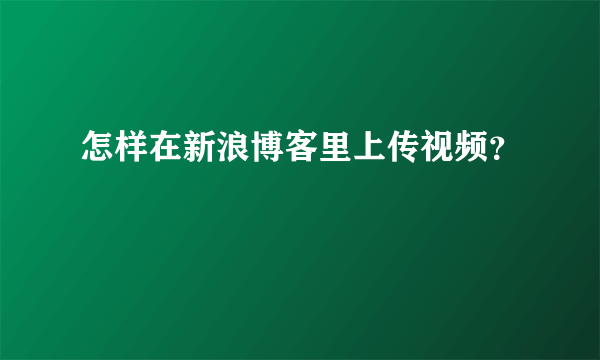 怎样在新浪博客里上传视频？