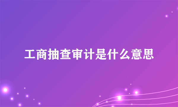 工商抽查审计是什么意思