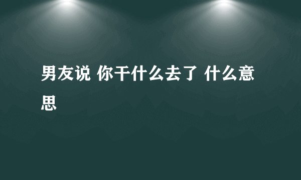 男友说 你干什么去了 什么意思