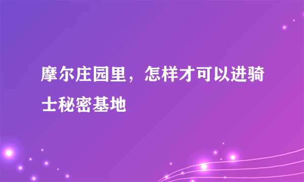 摩尔庄园里，怎样才可以进骑士秘密基地