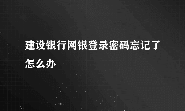 建设银行网银登录密码忘记了怎么办