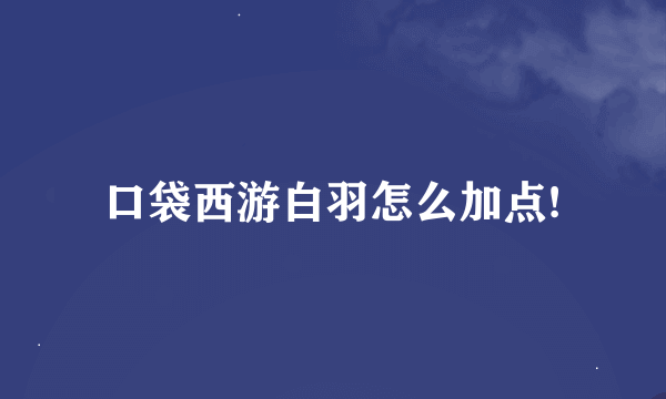 口袋西游白羽怎么加点!