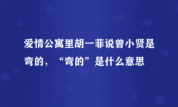 爱情公寓里胡一菲说曾小贤是弯的，“弯的”是什么意思