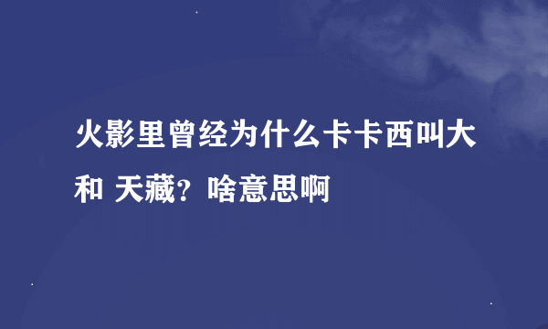 火影里曾经为什么卡卡西叫大和 天藏？啥意思啊