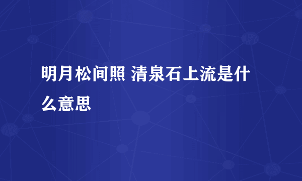 明月松间照 清泉石上流是什么意思