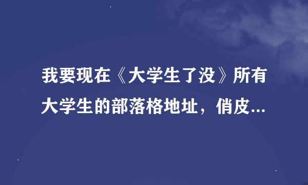 我要现在《大学生了没》所有大学生的部落格地址，俏皮，可乐，阳光，琳琳，小旸，杜拜的一定要有喔！