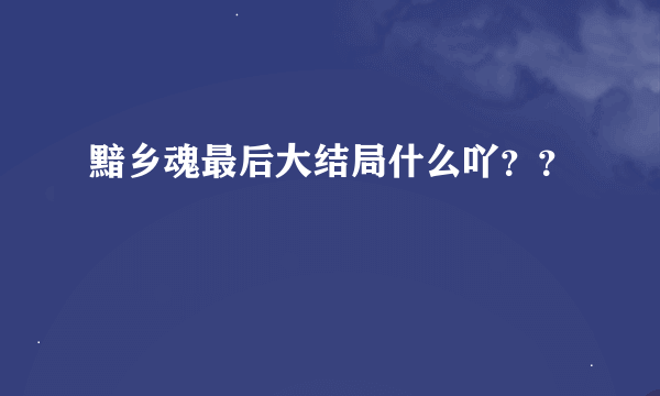 黯乡魂最后大结局什么吖？？