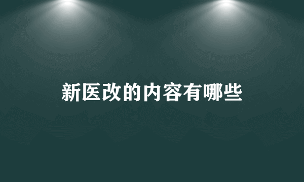 新医改的内容有哪些