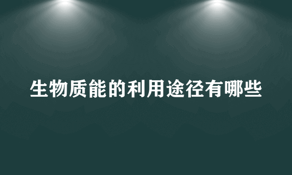 生物质能的利用途径有哪些