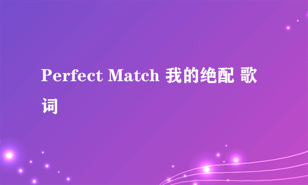 Perfect Match 我的绝配 歌词