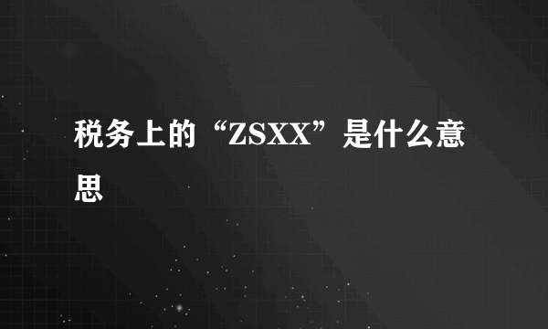 税务上的“ZSXX”是什么意思