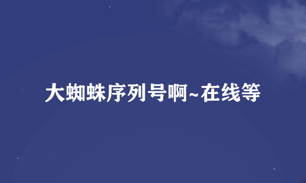 大蜘蛛序列号啊~在线等