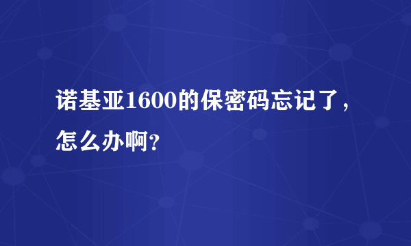 诺基亚1600的保密码忘记了，怎么办啊？