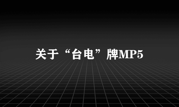 关于“台电”牌MP5