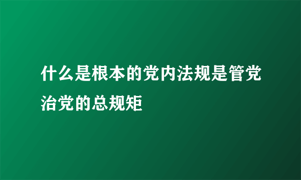 什么是根本的党内法规是管党治党的总规矩