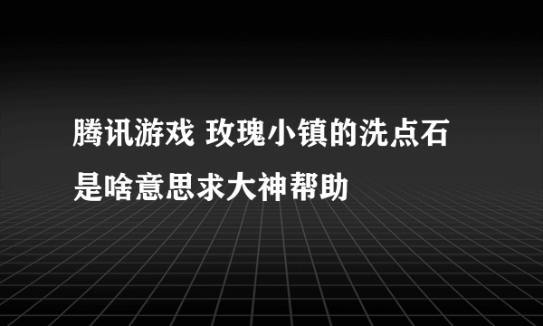 腾讯游戏 玫瑰小镇的洗点石是啥意思求大神帮助