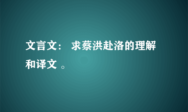 文言文： 求蔡洪赴洛的理解和译文 。