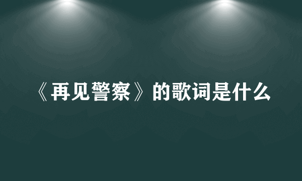 《再见警察》的歌词是什么