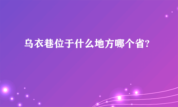 乌衣巷位于什么地方哪个省?