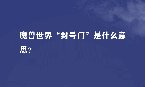 魔兽世界“封号门”是什么意思？