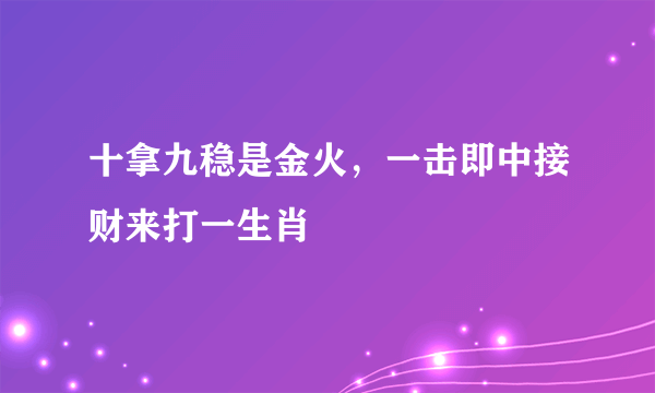 十拿九稳是金火，一击即中接财来打一生肖