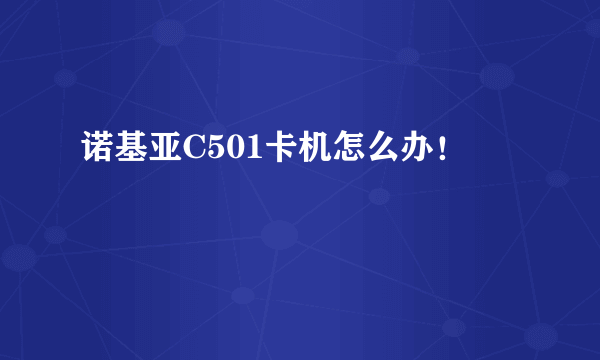 诺基亚C501卡机怎么办！