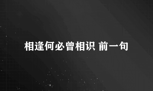 相逢何必曾相识 前一句