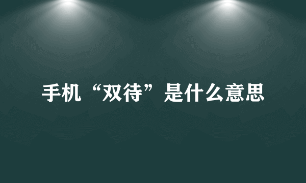 手机“双待”是什么意思