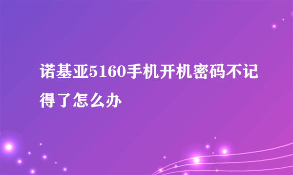 诺基亚5160手机开机密码不记得了怎么办