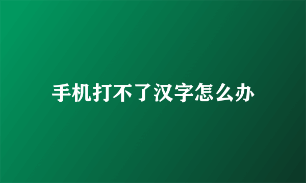 手机打不了汉字怎么办