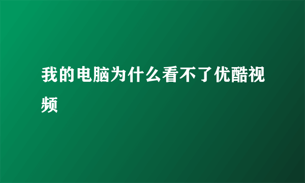 我的电脑为什么看不了优酷视频