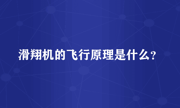 滑翔机的飞行原理是什么？