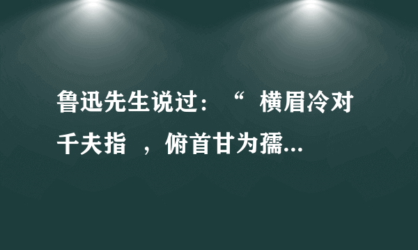 鲁迅先生说过：“  横眉冷对千夫指  ，俯首甘为孺子牛。”