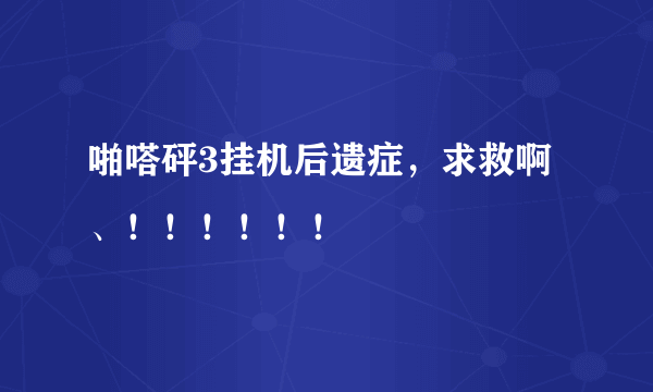 啪嗒砰3挂机后遗症，求救啊、！！！！！！