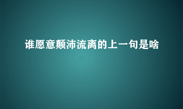 谁愿意颠沛流离的上一句是啥