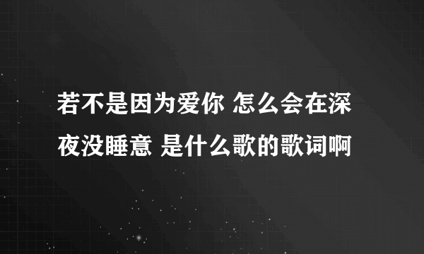 若不是因为爱你 怎么会在深夜没睡意 是什么歌的歌词啊